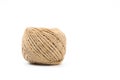 Skein of jute rope with loose end on white Royalty Free Stock Photo
