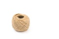 Skein of jute rope with loose end on white Royalty Free Stock Photo