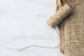 Skein jute twine and burlap. Royalty Free Stock Photo