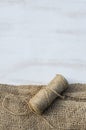 Skein jute twine and burlap. Royalty Free Stock Photo