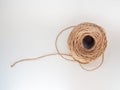 Skein of jute twine isolated on white background