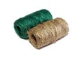 Skein of linen string, cord isolated. Coil of twine. Jute rope. Hemp thread. Rope isolated