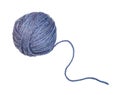 skein of melange blue yarn with unwound tail