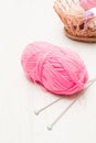 A skein of pink knitting threads