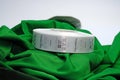 Skein tags for clothing, satin ribbon with symbols for the use of clothing. Royalty Free Stock Photo