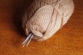 Skein thread and knitting needles. Knit. Needlework