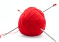 The skein of wool with knitting needles Royalty Free Stock Photo