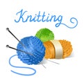 Skein of yarn and knitting needles