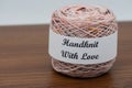 Skein of yarn with the message of Handmade With Love Royalty Free Stock Photo