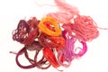 Skeins of colored threads for embroidery - muline Royalty Free Stock Photo