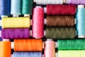 Skeins of multicolored threads for needlework