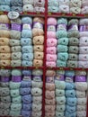 Skeins of wool on store shelves Royalty Free Stock Photo