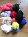 skeins and skeins of wool on wood Royalty Free Stock Photo