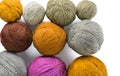 Skeins of wool yarn in threads for knitting clothes.