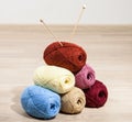 Skeins of yarn with knitting needle Royalty Free Stock Photo