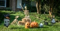 Halloween decorations on a house lawn