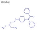 Vector Skeletal formula of Clomifene. Drug chemical molecule