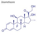 Vector Skeletal formula of Dexamethasone. Drug chemical molecule
