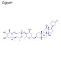 Vector Skeletal formula of Digoxin. Drug chemical molecule