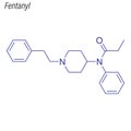 Vector Skeletal formula of Fentanyl. Drug chemical molecule