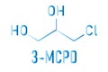 Skeletal formula of 3-MCPD carcinogenic food by-product molecule.