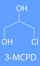 Skeletal formula of 3-MCPD molecule. Skeletal formula
