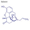 Vector Skeletal formula of Naloxone. Drug chemical molecule