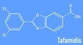 Skeletal formula of Tafamidis familial amyloid polyneuropathy, FAP, drug molecule.