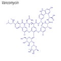 Vector Skeletal formula of Vancomycin. Drug chemical molecule