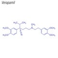 Vector Skeletal formula of Verapamil. Drug chemical molecule