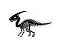 Dinosaur parasaurolophus skeleton. Vector illustration.