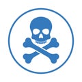 Skeleton, anatomy, bones, dead, death, skull, body icon. Blue vector sketch.