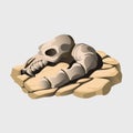 Skeleton of an ancient animal on the stone Royalty Free Stock Photo