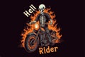 Skeleton on a bike vector vintage illustration Royalty Free Stock Photo