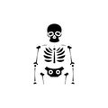 Skeleton black icon concept. Skeleton flat vector symbol, sign, illustration. Royalty Free Stock Photo