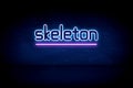 Skeleton - blue neon announcement signboard