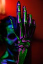 Skeleton bodyart with blacklight Royalty Free Stock Photo