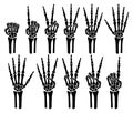 Skeleton bone hand counting number of fingers sign illustrations