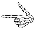 Skeleton bone pointing the index finger hand sign Royalty Free Stock Photo