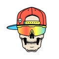 SKELETON IN THE CAP AND SPORT SUNGLASSES COLOR WHITE