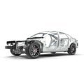 Skeleton of a car on white. 3D illustration Royalty Free Stock Photo