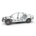 Skeleton of a car on white. 3D illustration