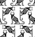 Skeleton cat pattern seamless. Cat skull and bones background. Baby fabric ornament Royalty Free Stock Photo