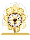 Skeleton Clock Golden Multiple Gears Vector Royalty Free Stock Photo