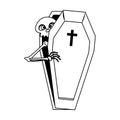 Skeleton in coffin halloween character