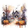 Skeleton cute wallpaper sign pattern halloween house background halloween wallpaper 2022 Royalty Free Stock Photo
