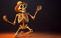 Skeleton dancing, Halloween 1 Royalty Free Stock Photo