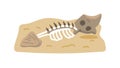 Skeleton Digging for Dinosaur Bones, vector design Generative AI Royalty Free Stock Photo