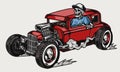Skeleton driving red hot rod Royalty Free Stock Photo
