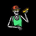 SKELETON EATING HOT DOG COLOR